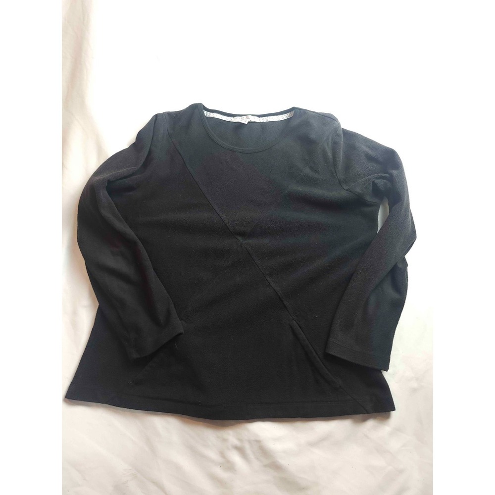 Tommy Hilfiger Sleepwear Shirt Womens M Black Fleece Pullover Cozy Loungewear